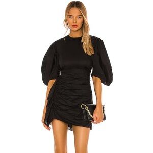 Rhode Revolve Pia Ruched Organic Cotton Puff Sleeve Mini Dress S